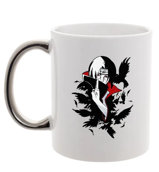 Чашка з кольоровою ручкою Ітачі ворони Срібло фото