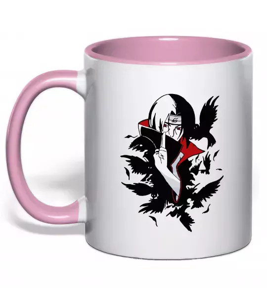Чашка з кольоровою ручкою Ітачі ворони Ніжно рожевий фото
