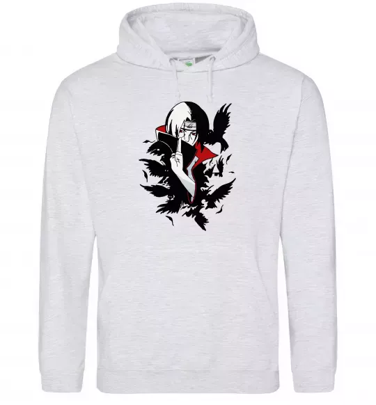 Жіноча толстовка (худі) Ітачі ворони Сірий меланж фото
