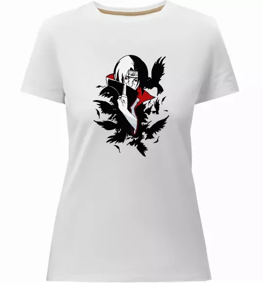 Женская премиум футболка Ітачі ворони Белый фото