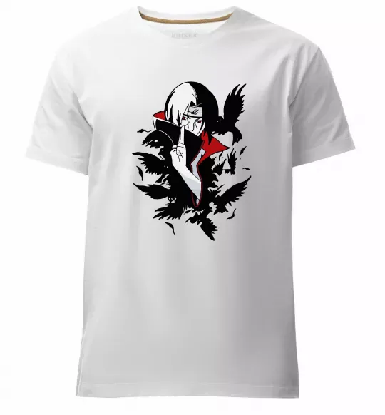Мужская премиум футболка Ітачі ворони Белый фото