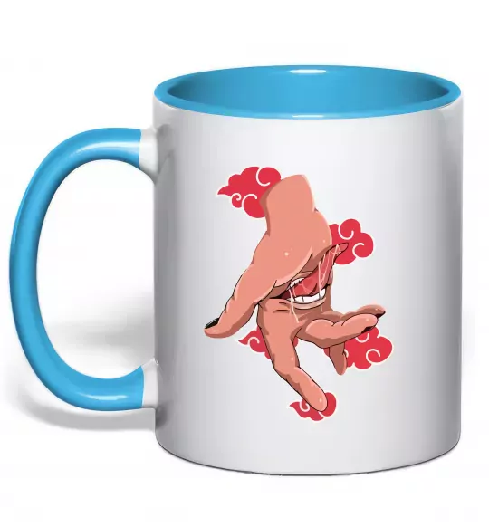 Чашка с цветной ручкой Дейдара рука Голубой фото