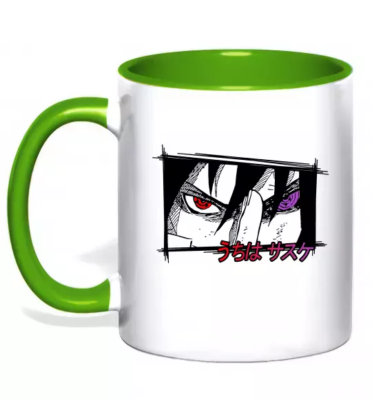 Чашка с цветной ручкой Uchiha Sasuke Зеленый фото