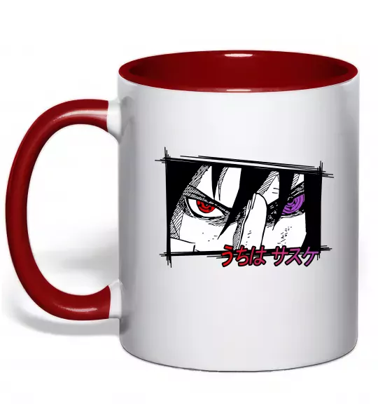 Чашка с цветной ручкой Uchiha Sasuke Красный фото