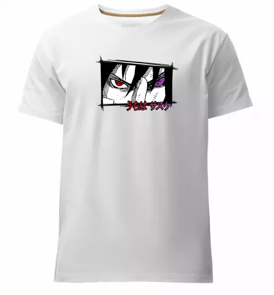 Мужская премиум футболка Uchiha Sasuke Белый фото