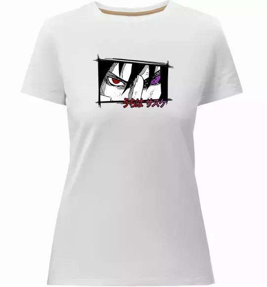 Женская премиум футболка Uchiha Sasuke Белый фото