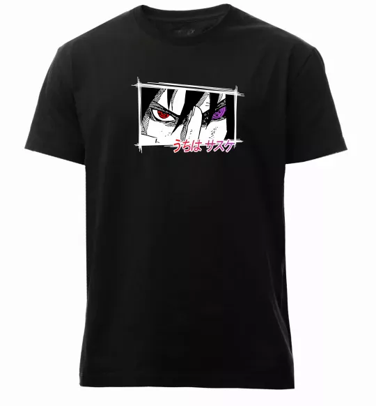 Мужская премиум футболка Uchiha Sasuke Черный фото