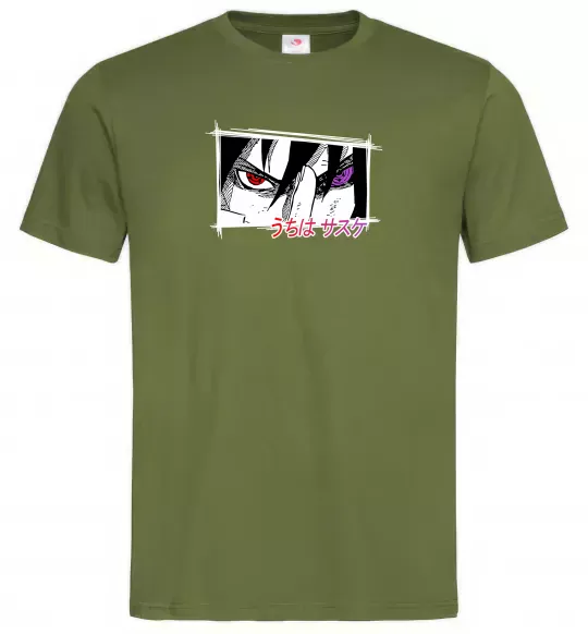 Мужская футболка Uchiha Sasuke Оливковый фото