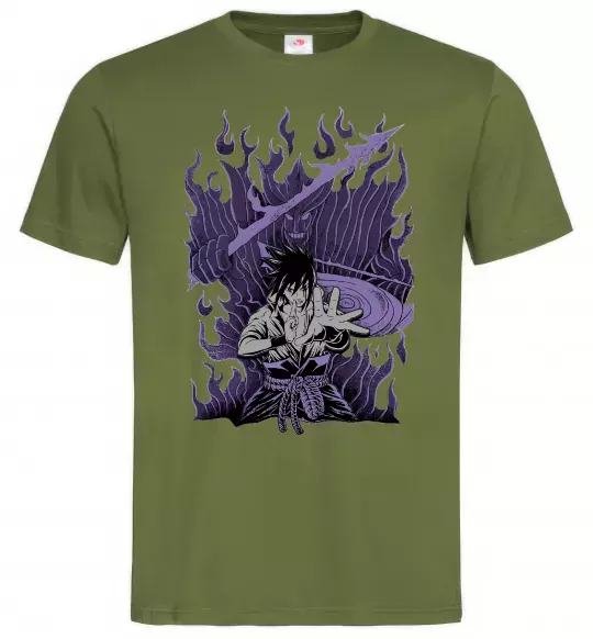 Мужская футболка Uchiha Sasuke Susanoo Оливковый фото