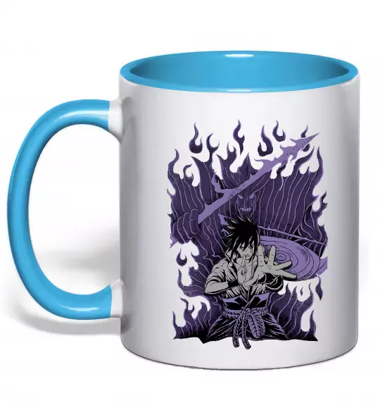 Чашка с цветной ручкой Uchiha Sasuke Susanoo Голубой фото