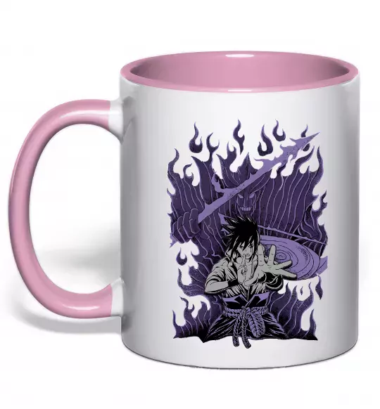 Чашка с цветной ручкой Uchiha Sasuke Susanoo Нежно розовый фото