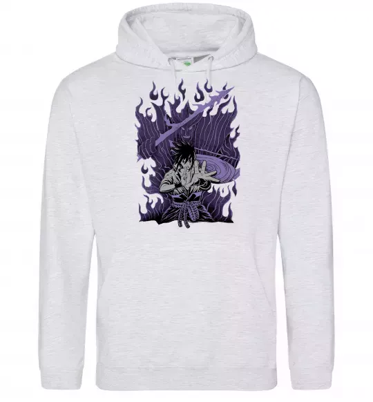 Мужская толстовка (худи) Uchiha Sasuke Susanoo Серый меланж фото