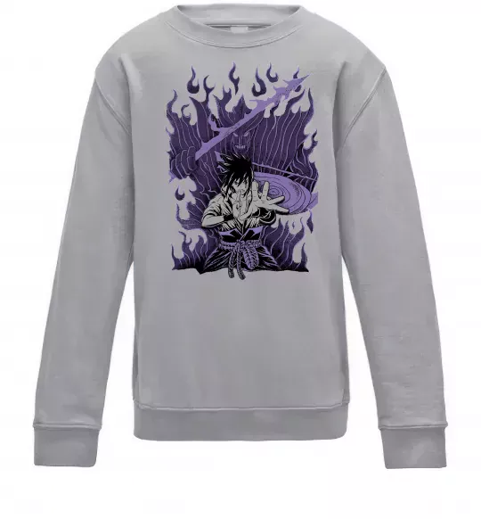 Детский Свитшот Uchiha Sasuke Susanoo Серый меланж фото