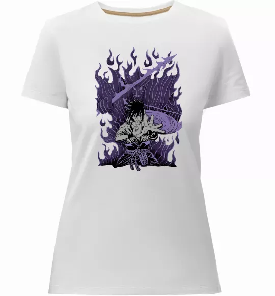 Жіноча преміум футболка Uchiha Sasuke Susanoo Білий фото