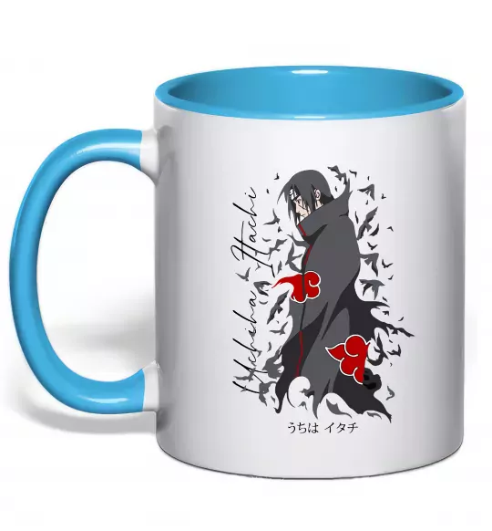 Чашка з кольоровою ручкою Uchiha Itachi Блакитний фото