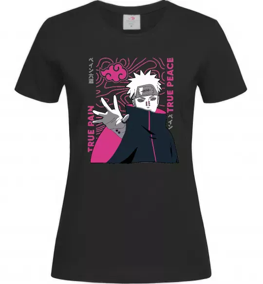 Жіноча футболка True pain true peace Чорний фото