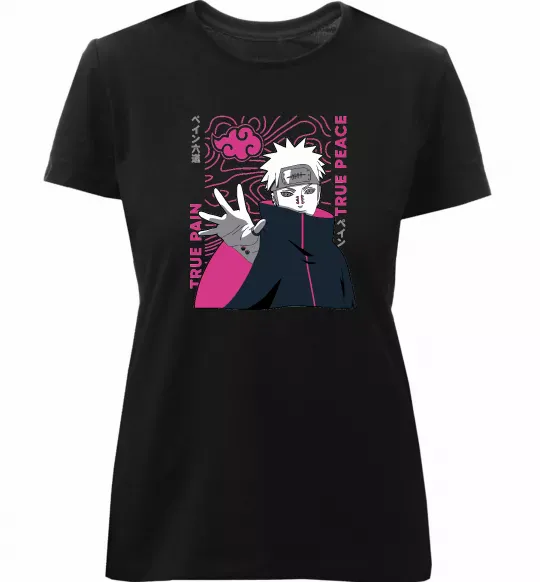 Женская премиум футболка True pain true peace Черный фото