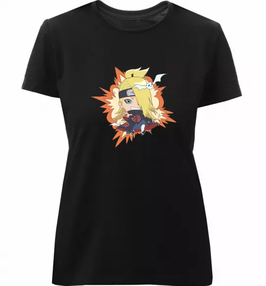 Женская премиум футболка Tiny Deidara Черный фото