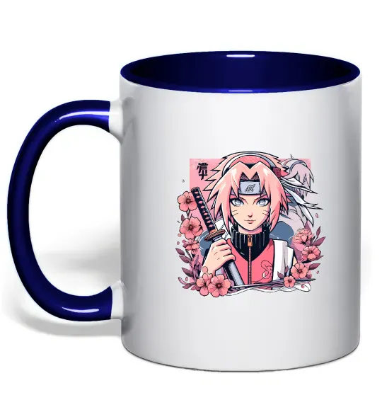 Чашка з кольоровою ручкою Sakura Глибокий темно-синій фото