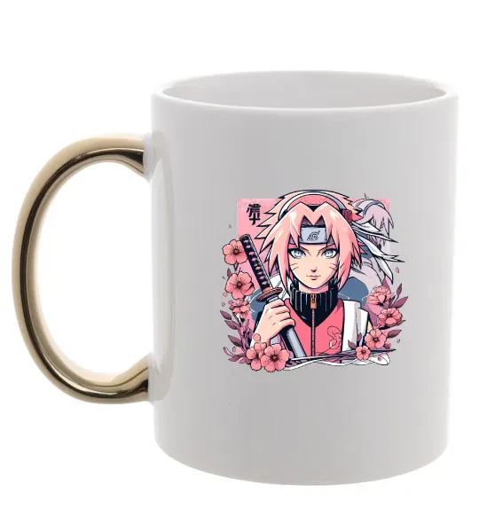 Чашка з кольоровою ручкою Sakura Золото фото