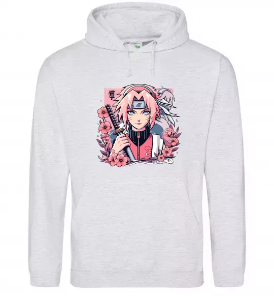 Женская толстовка (худи) Sakura Серый меланж фото