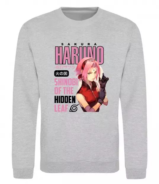 Свитшот Sakura Haruno Серый меланж фото