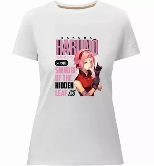 Женская премиум футболка Sakura Haruno Белый фото