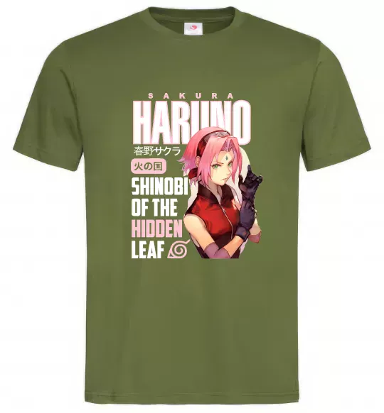Чоловіча футболка Sakura Haruno Оливковий фото