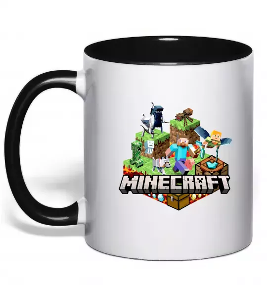 Чашка з кольоровою ручкою Minecraft Чорний фото