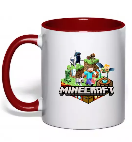 Чашка з кольоровою ручкою Minecraft Червоний фото