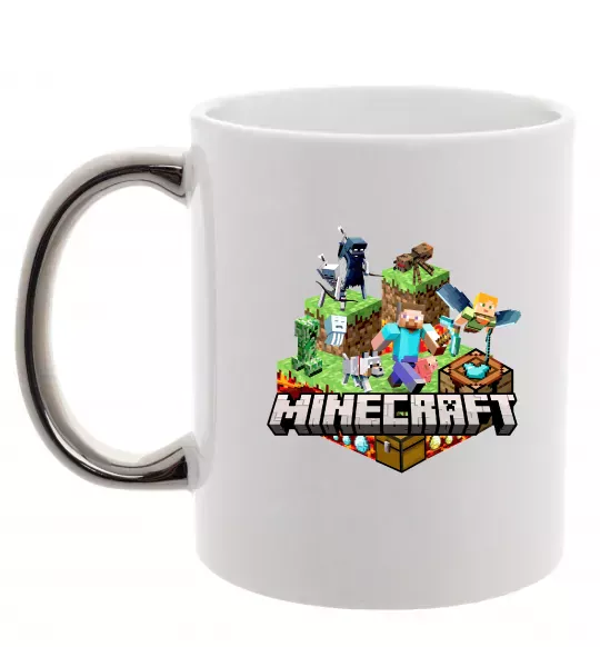 Чашка з кольоровою ручкою Minecraft Срібло фото