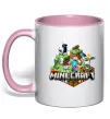 Чашка з кольоровою ручкою Minecraft Ніжно рожевий фото