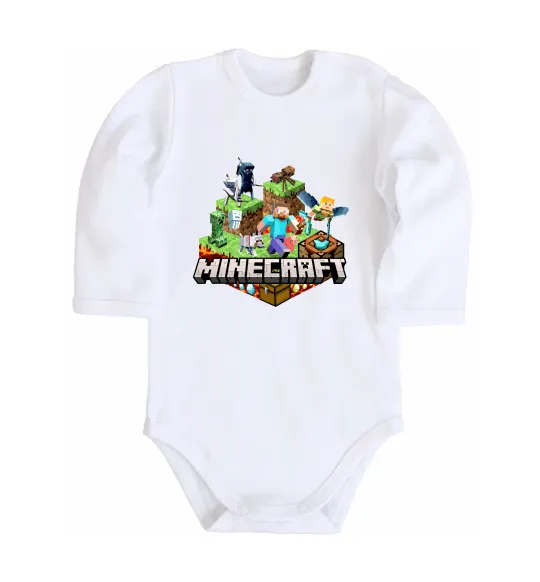 Детский боди Minecraft Белый фото