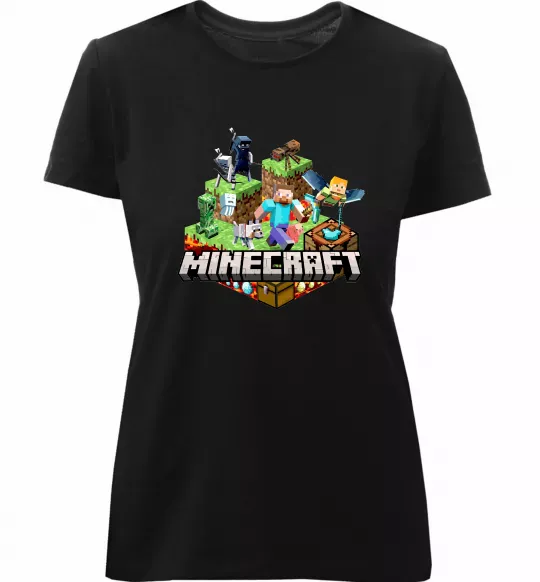Жіноча преміум футболка Minecraft Чорний фото