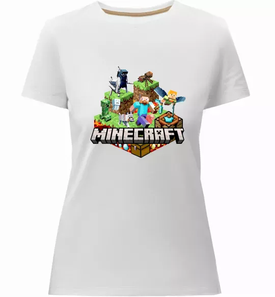 Жіноча преміум футболка Minecraft Білий фото