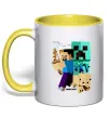 Чашка з кольоровою ручкою Майнкрафт зомбі Сонячно жовтий фото