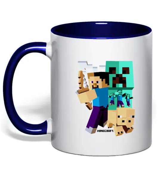 Чашка з кольоровою ручкою Майнкрафт зомбі Глибокий темно-синій фото