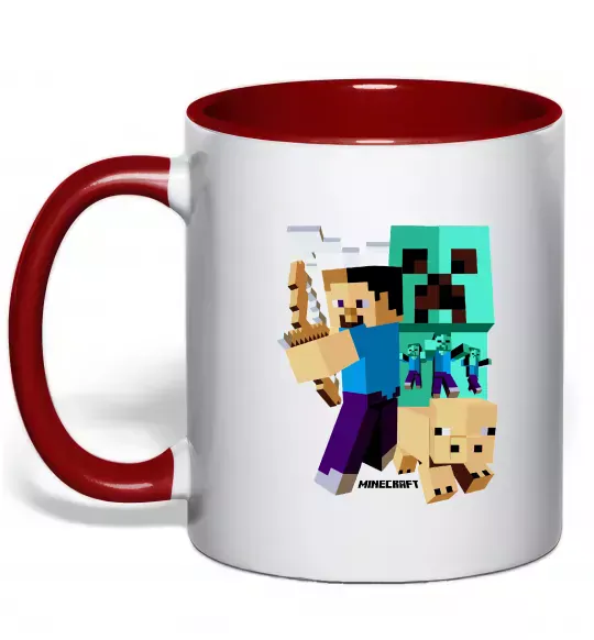 Чашка з кольоровою ручкою Майнкрафт зомбі Червоний фото