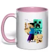 Чашка з кольоровою ручкою Майнкрафт зомбі Ніжно рожевий фото