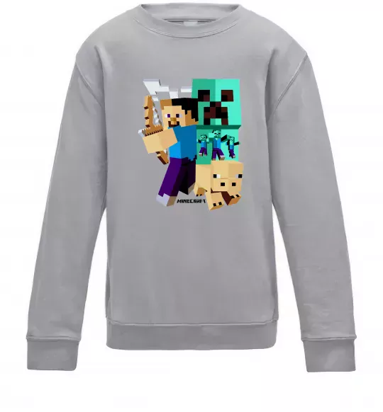 Дитячий світшот Майнкрафт зомбі Сірий меланж фото