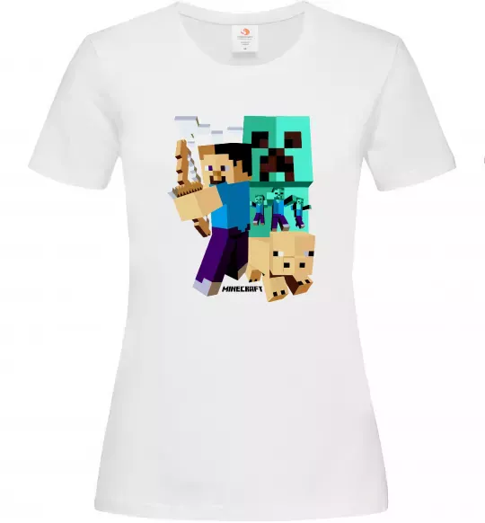 Жіноча футболка Майнкрафт зомбі Білий фото