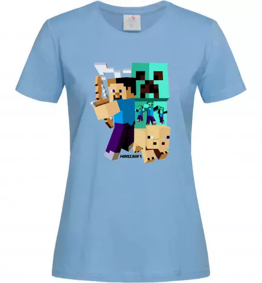 Жіноча футболка Майнкрафт зомбі Блакитний фото