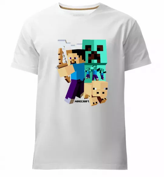 Мужская премиум футболка Майнкрафт зомбі Белый фото