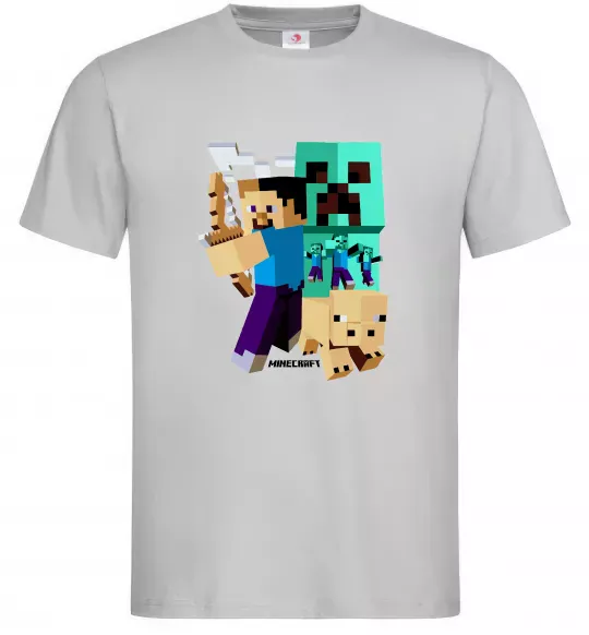 Чоловіча футболка Майнкрафт зомбі Сірий фото