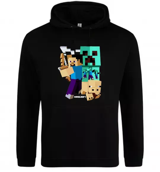 Мужская толстовка (худи) Майнкрафт зомбі Черный фото