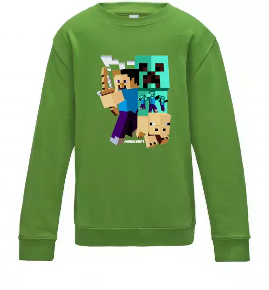 Дитячий світшот Майнкрафт зомбі Лаймовий фото