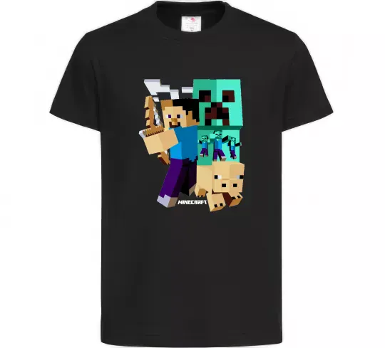 Детская футболка Майнкрафт зомбі Черный фото