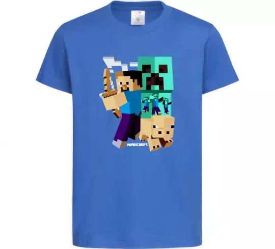 Детская футболка Майнкрафт зомбі Ярко-синий фото