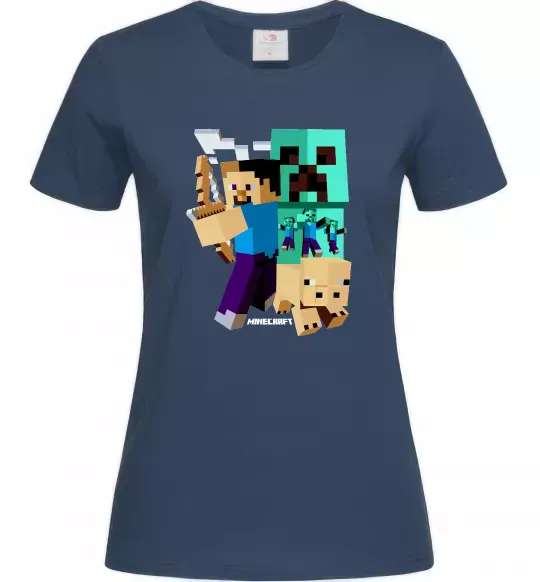 Жіноча футболка Майнкрафт зомбі Темно-синій фото