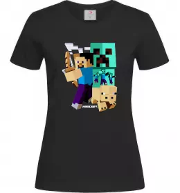 Женская футболка Майнкрафт зомбі Черный фото